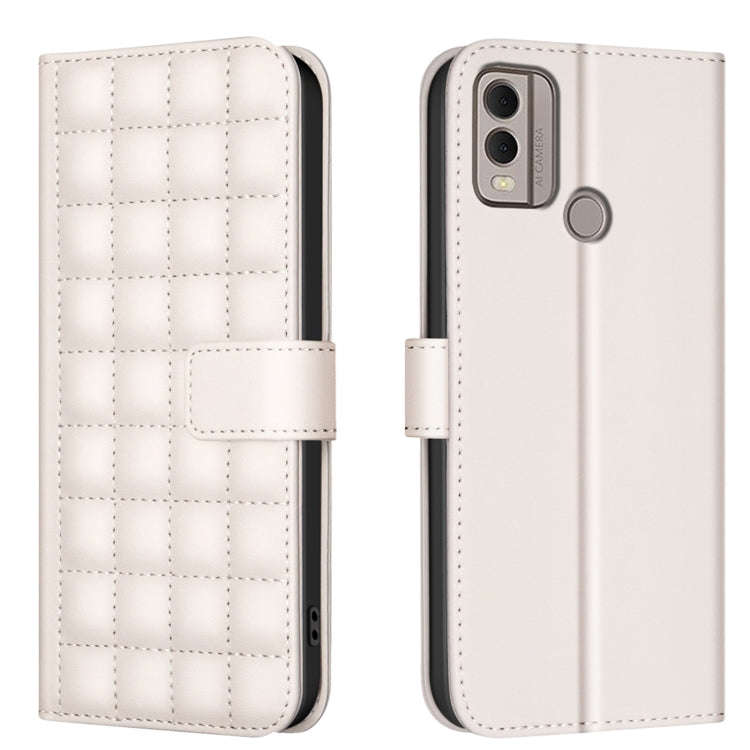 For Nokia C22 Square Texture Leather Phone Case(Beige)