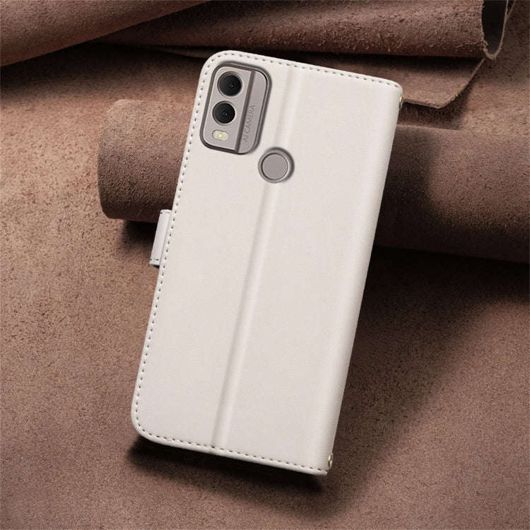 For Nokia C22 Square Texture Leather Phone Case(Beige)