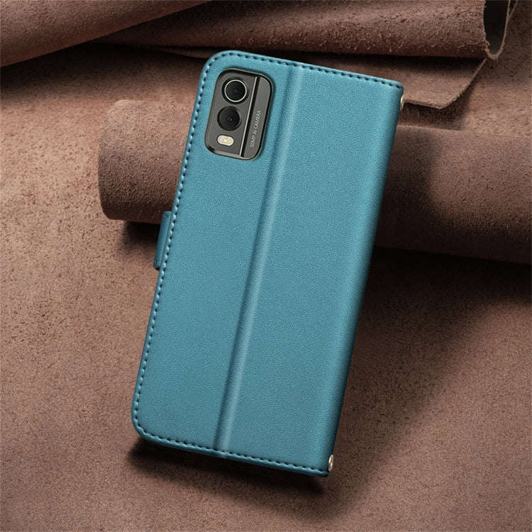 For Nokia C32 Square Texture Leather Phone Case(Green)