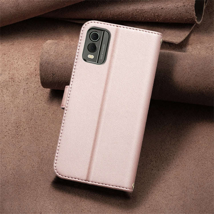 For Nokia C32 Square Texture Leather Phone Case(Rose Gold)