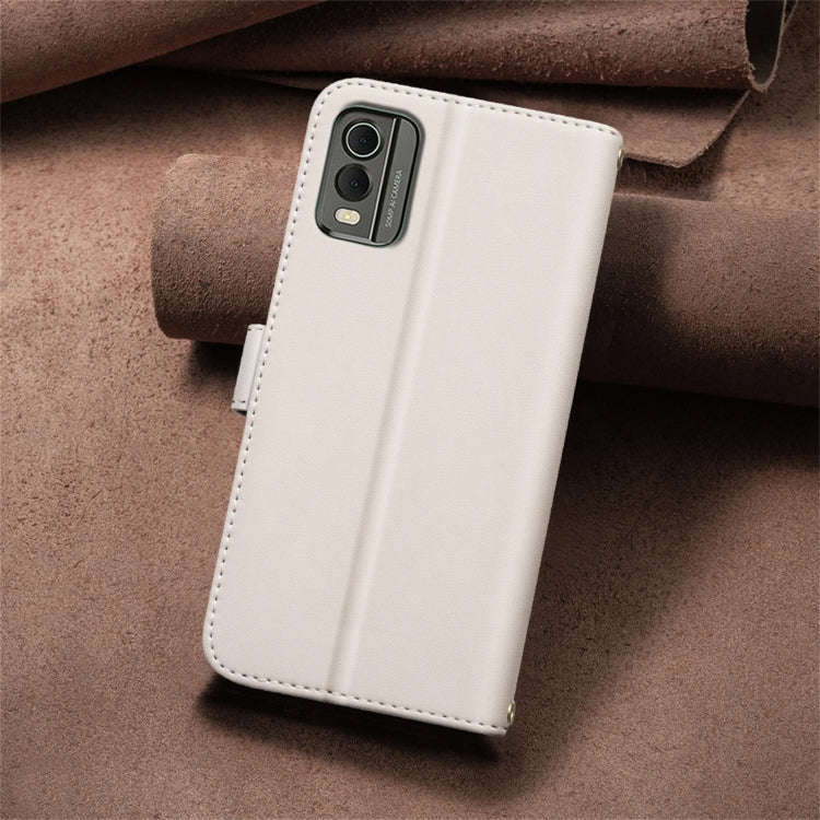 For Nokia C32 Square Texture Leather Phone Case(Beige)