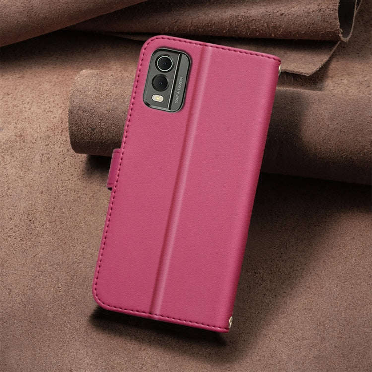 For Nokia C32 Square Texture Leather Phone Case(Red)