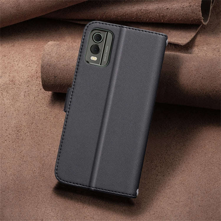 For Nokia C32 Square Texture Leather Phone Case(Black)