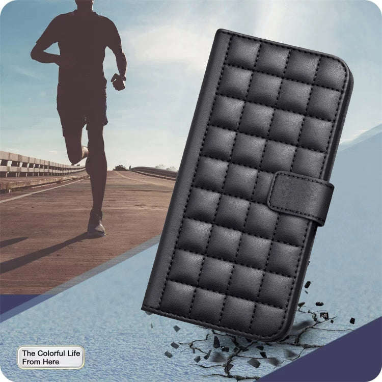 For Nokia C32 Square Texture Leather Phone Case(Black)