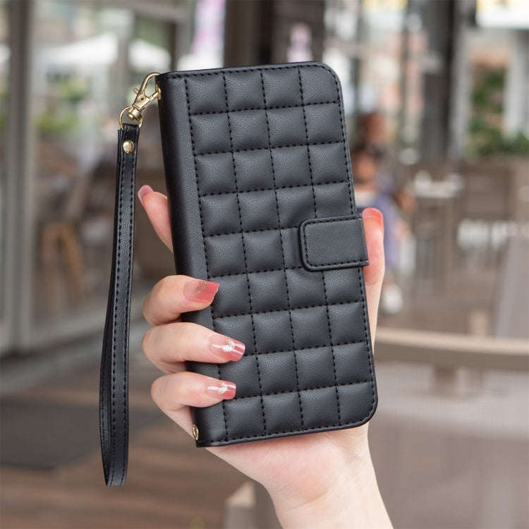 For Nokia C32 Square Texture Leather Phone Case(Black)