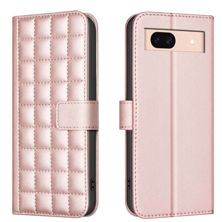 For Google Pixel 8a Square Texture Leather Phone Case(Rose Gold)