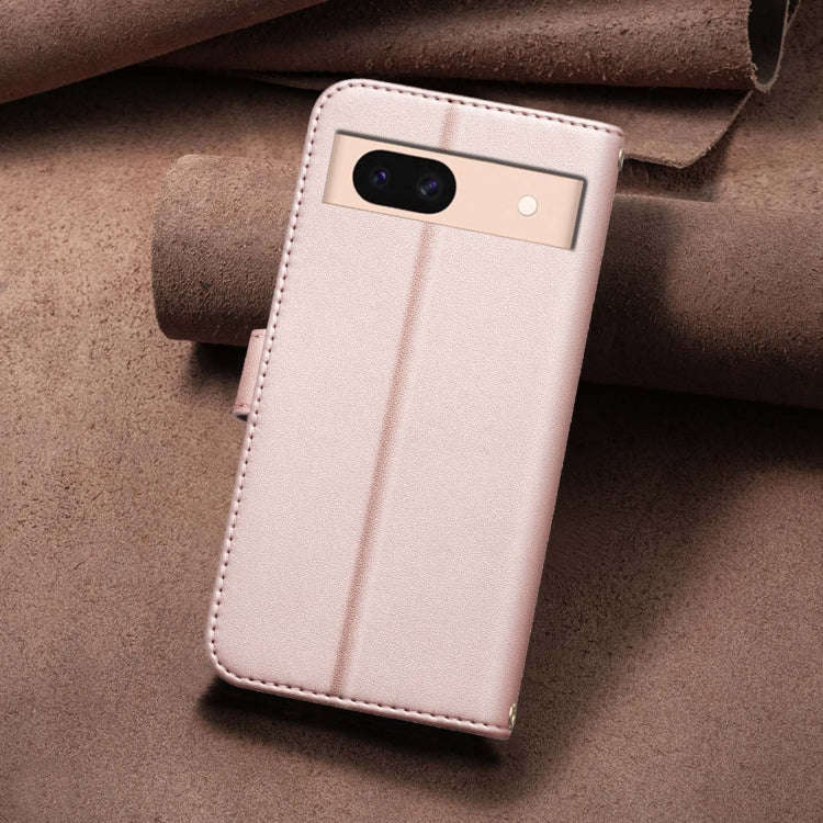 For Google Pixel 8a Square Texture Leather Phone Case(Rose Gold)