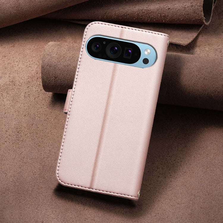 For Google Pixel 9 Pro Square Texture Leather Phone Case(Rose Gold)