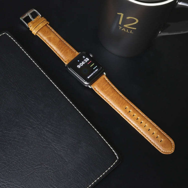 For Apple Watch 5 & 4 44mm / 3 & 2 & 1 42mm Round Tail Retro Crazy Horse Texture Leather Watch Ba...