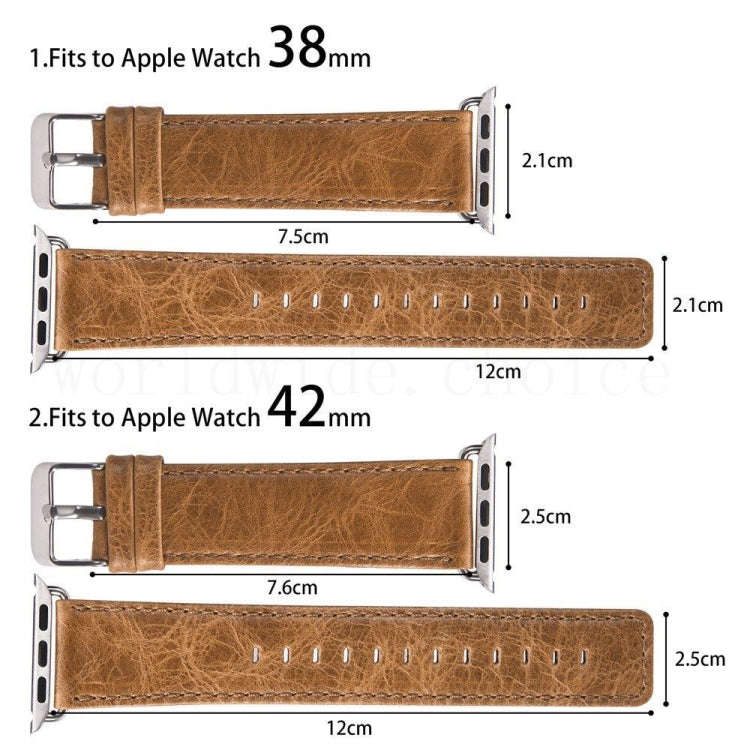 For Apple Watch 5 & 4 44mm / 3 & 2 & 1 42mm Round Tail Retro Crazy Horse Texture Leather Watch Ba...