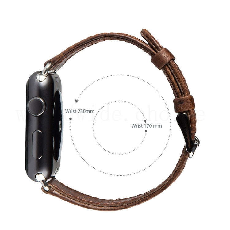 For Apple Watch 5 & 4 44mm / 3 & 2 & 1 42mm Round Tail Retro Crazy Horse Texture Leather Watch Ba...