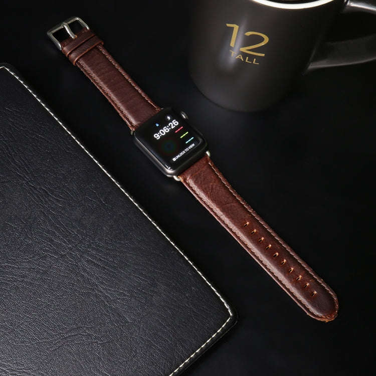 For Apple Watch Series 7 41mm / 6 & SE & 5 & 4 40mm / 3 & 2 & 1 38mm Round Tail Retro Crazy Horse...
