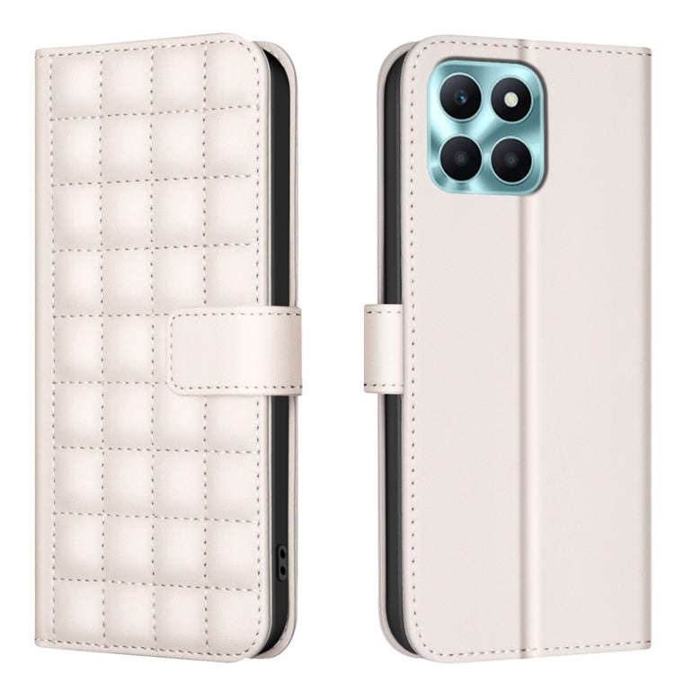 For Honor X6a Square Texture Leather Phone Case(Beige)