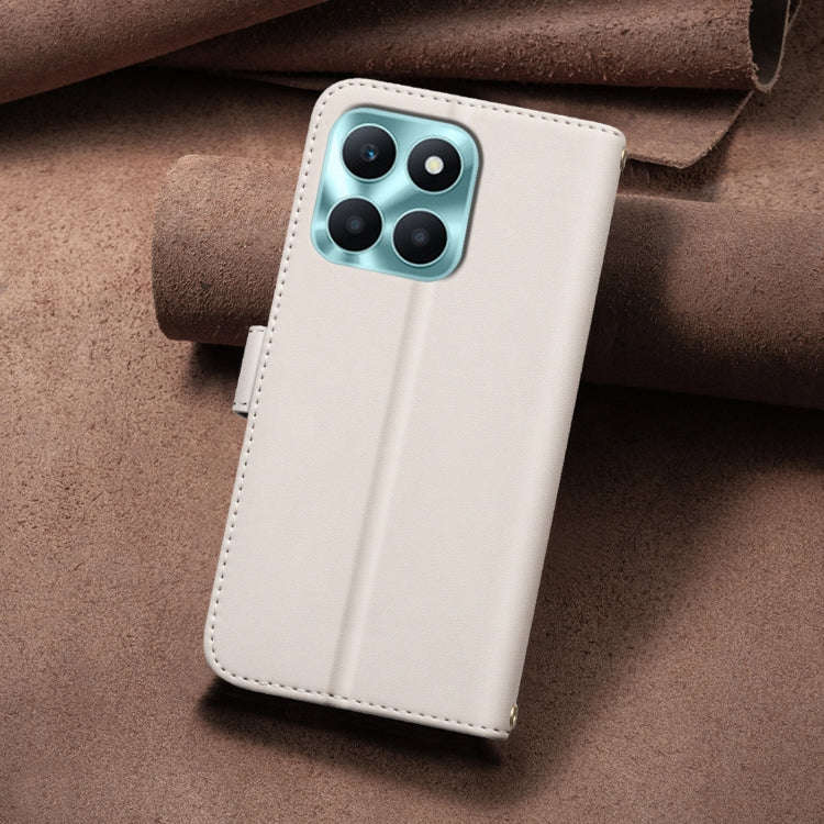For Honor X6a Square Texture Leather Phone Case(Beige)