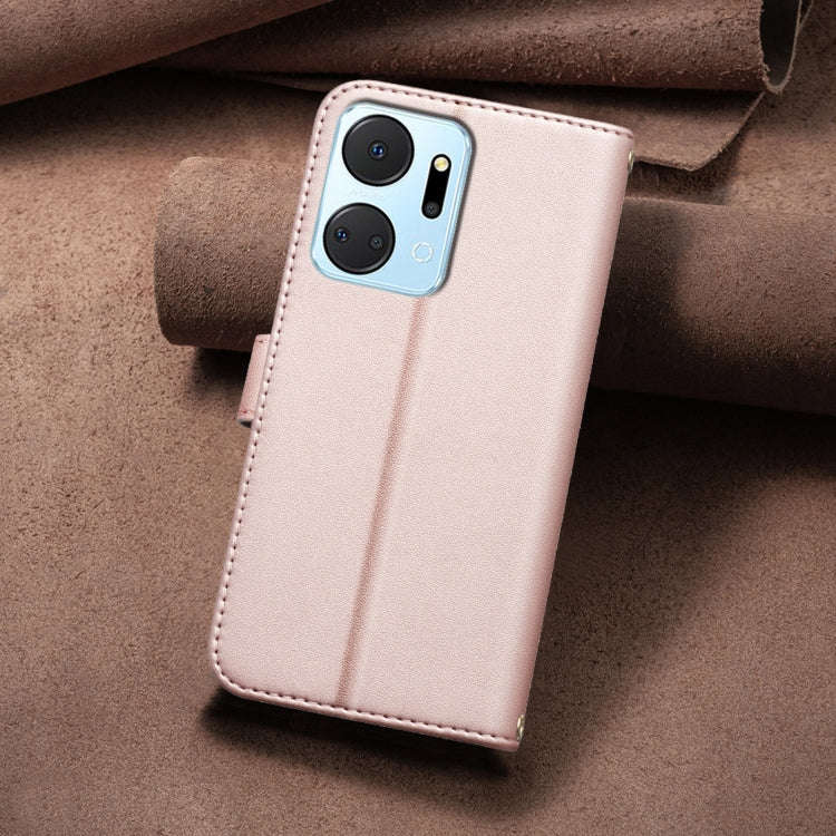 For Honor X7a Square Texture Leather Phone Case(Rose Gold)