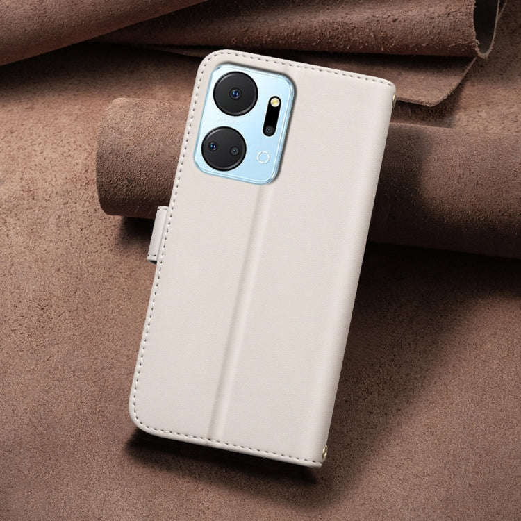 For Honor X7a Square Texture Leather Phone Case(Beige)