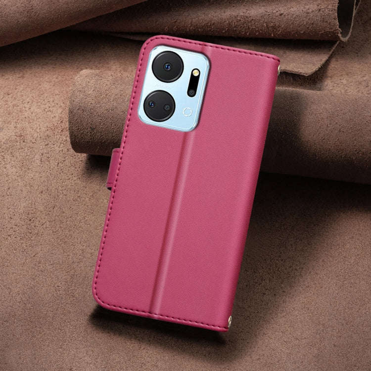 For Honor X7a Square Texture Leather Phone Case(Red)