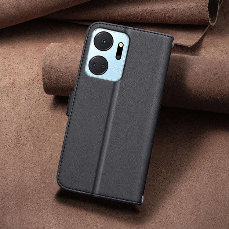 For Honor X7a Square Texture Leather Phone Case(Black)