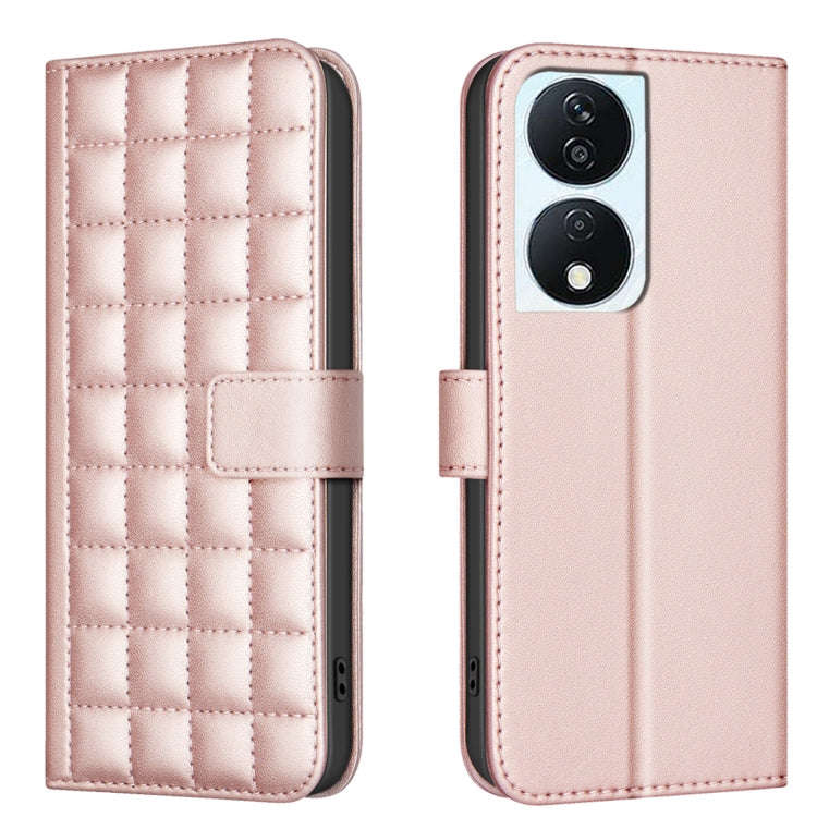 For Honor X7b Square Texture Leather Phone Case(Rose Gold)