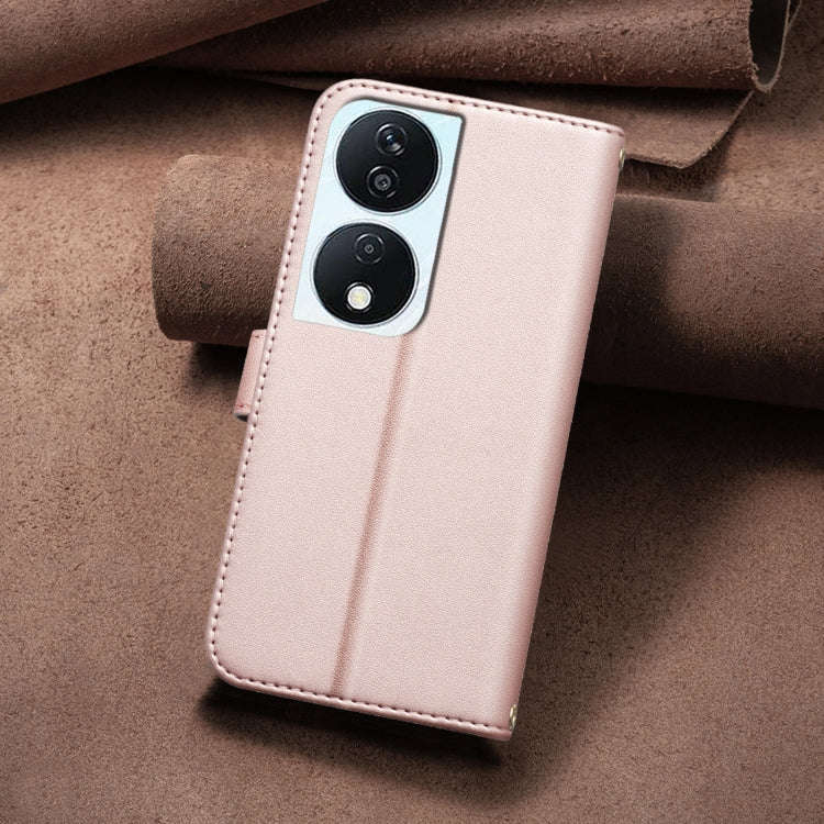 For Honor X7b Square Texture Leather Phone Case(Rose Gold)