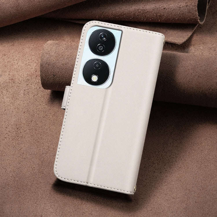 For Honor X7b Square Texture Leather Phone Case(Beige)