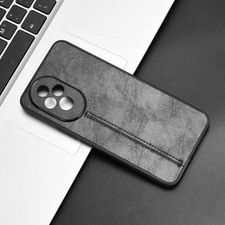 For Honor 200 Pro Cow Pattern Sewing Card Bag Phone Case(Black)