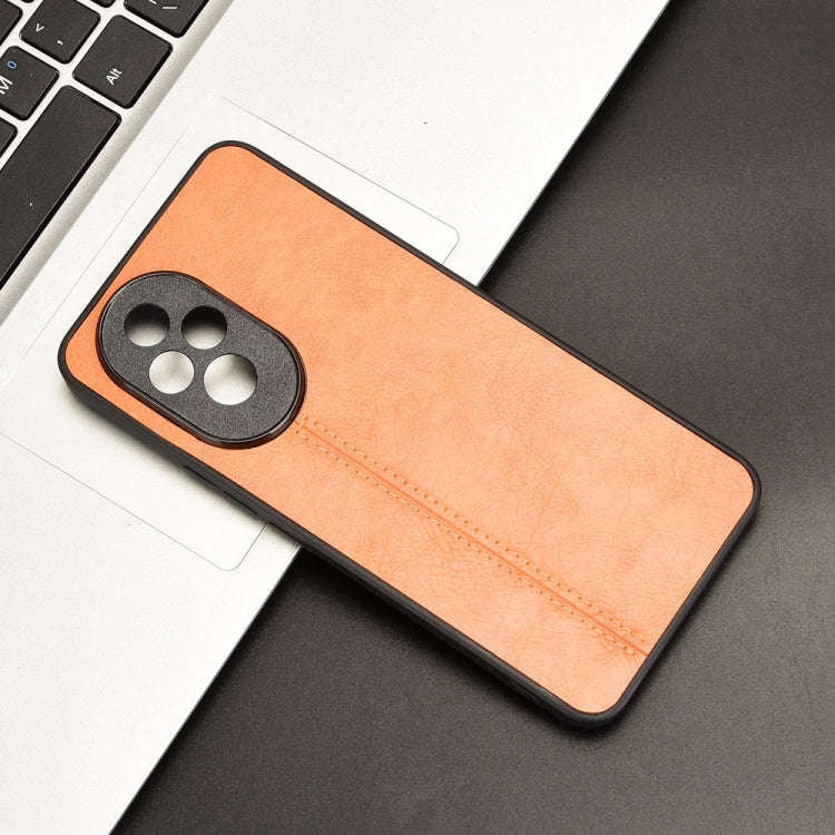 For Honor 200 Pro Cow Pattern Sewing Card Bag Phone Case(Orange)