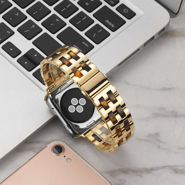 For Apple Watch 5 & 4 44mm / 3 & 2 & 1 42mm Stainless Steel + Resin Watch Band(Hawksbill)