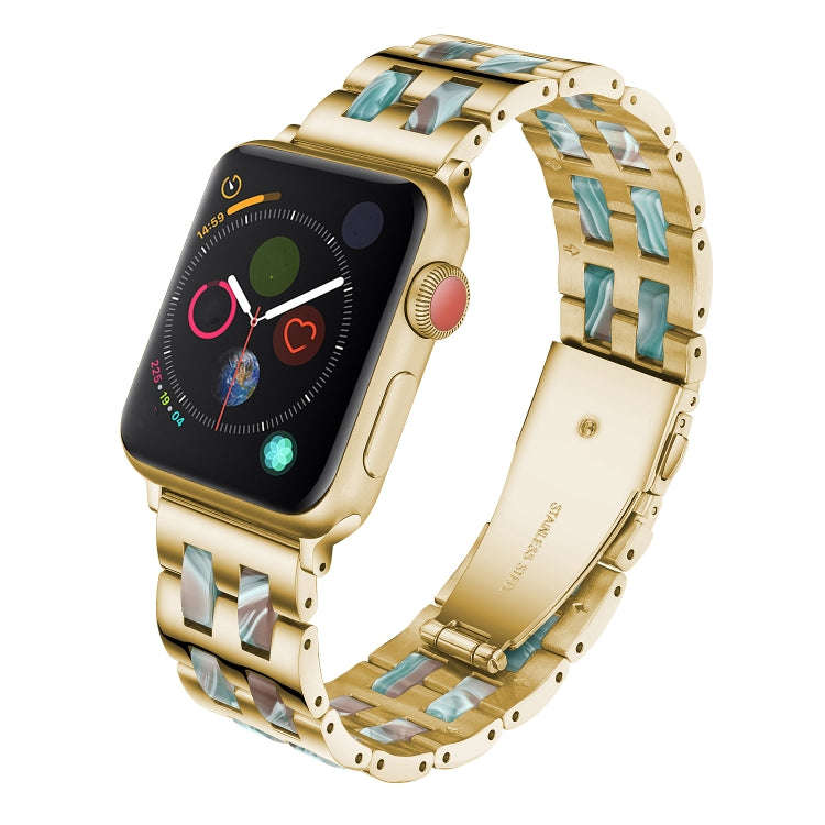 For Apple Watch 5 & 4 44mm / 3 & 2 & 1 42mm Stainless Steel + Resin Watch Band(Emerald Red)