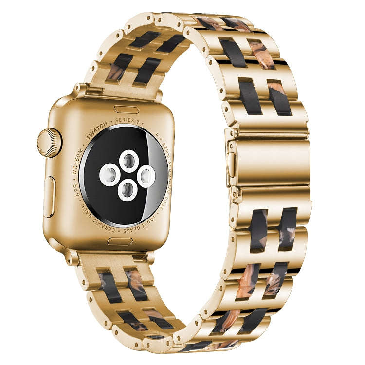 For Apple Watch 5 & 4 44mm / 3 & 2 & 1 42mm Stainless Steel + Resin Watch Band(Black Rose)