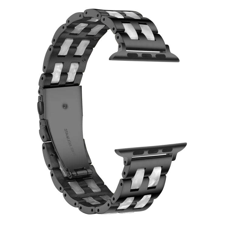 For Apple Watch 5 & 4 44mm / 3 & 2 & 1 42mm Stainless Steel + Resin Watch Band(Black)