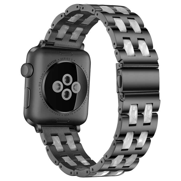 For Apple Watch 5 & 4 44mm / 3 & 2 & 1 42mm Stainless Steel + Resin Watch Band(Black)