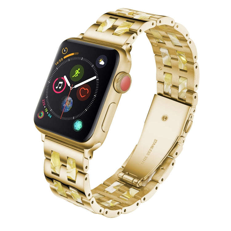 For Apple Watch 5 & 4 44mm / 3 & 2 & 1 42mm Stainless Steel + Resin Watch Band(Beeswax)