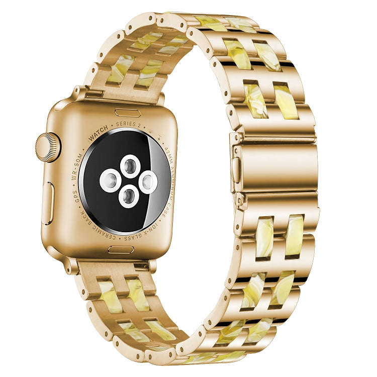 For Apple Watch 5 & 4 44mm / 3 & 2 & 1 42mm Stainless Steel + Resin Watch Band(Beeswax)