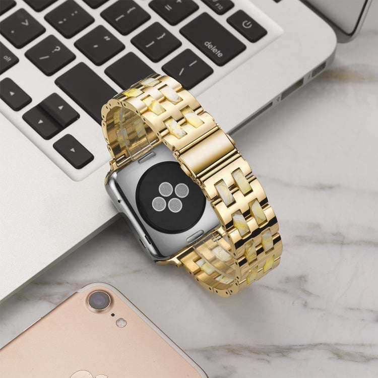 For Apple Watch 5 & 4 44mm / 3 & 2 & 1 42mm Stainless Steel + Resin Watch Band(Beeswax)