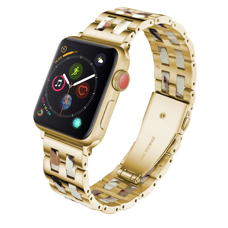 For Apple Watch 5 & 4 44mm / 3 & 2 & 1 42mm Stainless Steel + Resin Watch Band(Nougat)