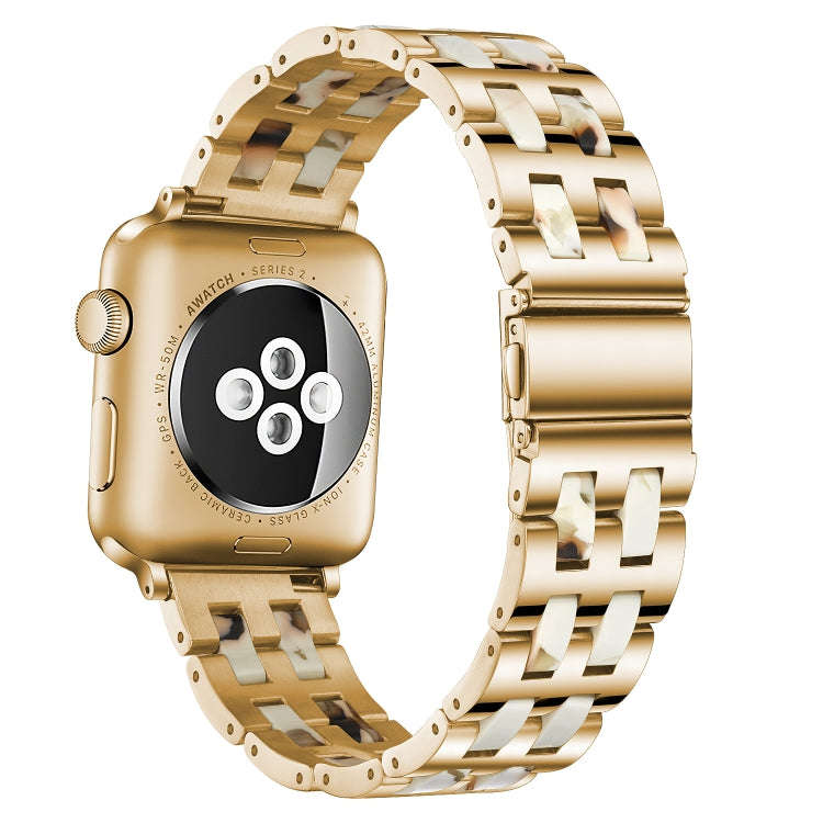 For Apple Watch 5 & 4 44mm / 3 & 2 & 1 42mm Stainless Steel + Resin Watch Band(Nougat)
