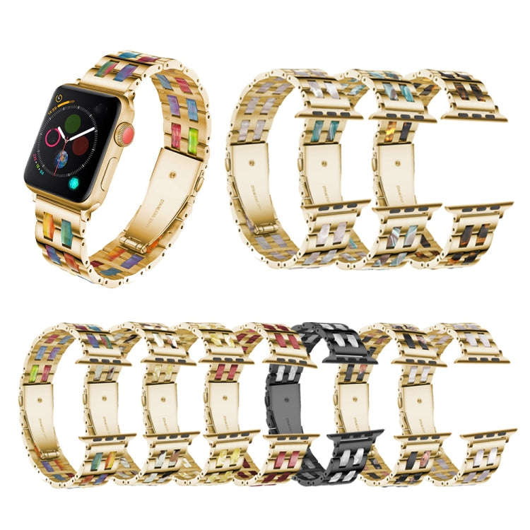 For Apple Watch 5 & 4 44mm / 3 & 2 & 1 42mm Stainless Steel + Resin Watch Band(Hawksbill)