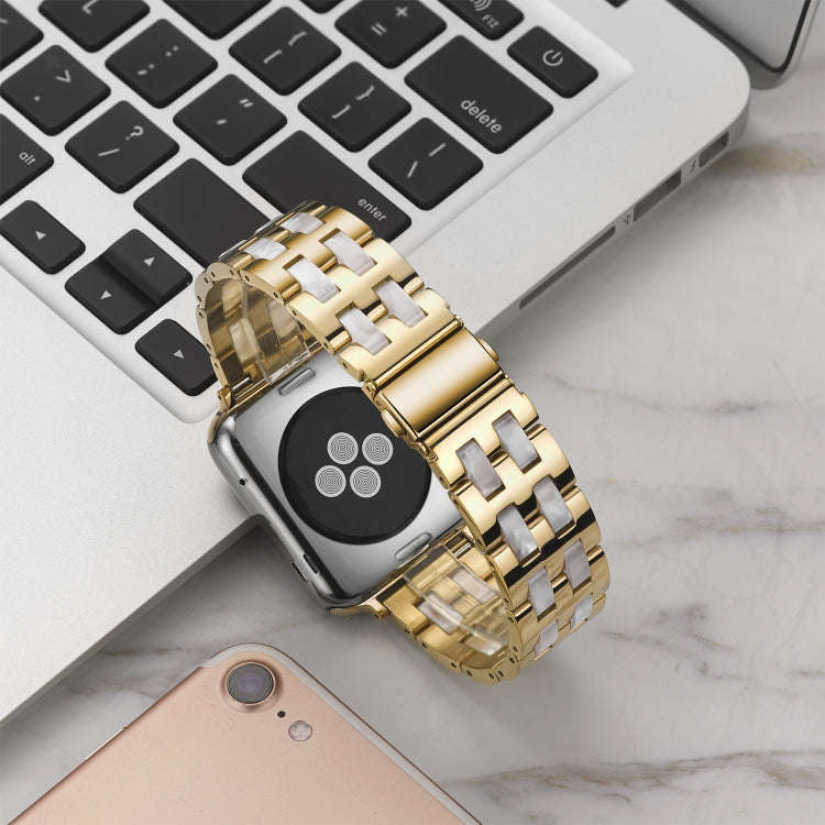 For Apple Watch Series 8&7 41mm / SE 2&6&SE&5&4 40mm / 3&2&1 38mm Stainless Steel + Resin Watch B...