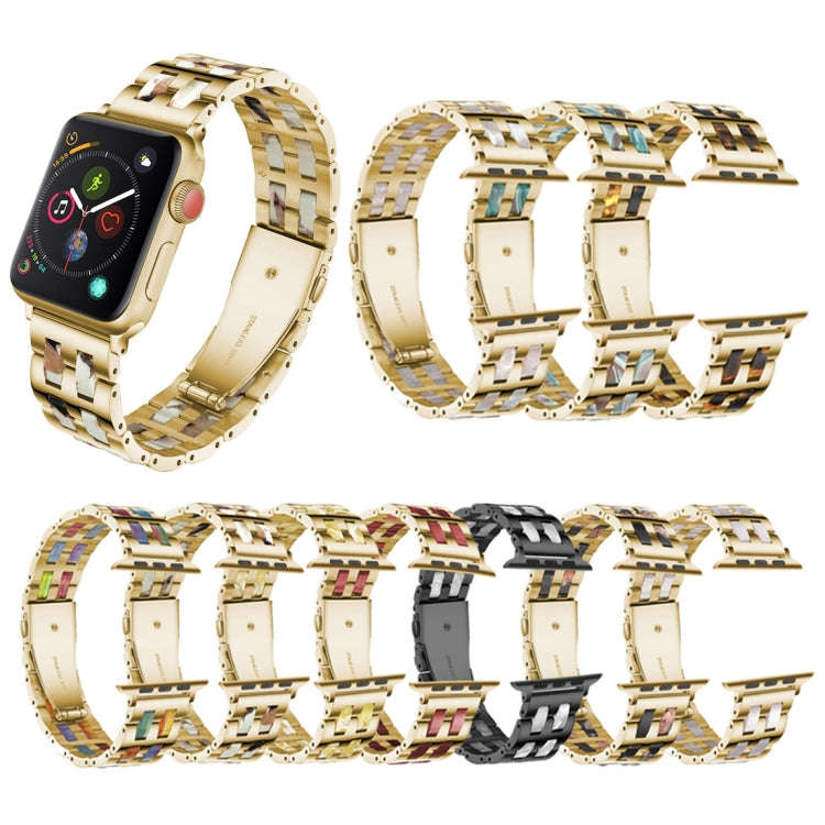 For Apple Watch Series 8&7 41mm / SE 2&6&SE&5&4 40mm / 3&2&1 38mm Stainless Steel + Resin Watch B...