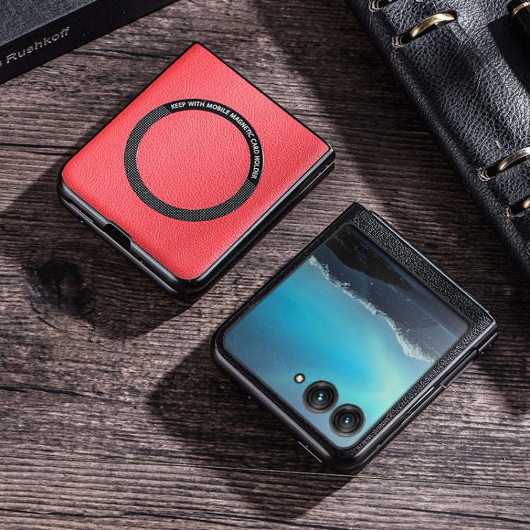 For Motorola Razr 50 Folding PU MagSafe Magnetic Phone Case(Red)