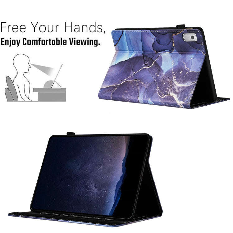 For Lenovo Tab M9 TB-310FU Marble Litchi Leather Smart Tablet Case(Grey)