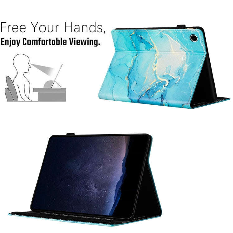 For Lenovo Tab M10 Plus 3rd Gen Marble Litchi Leather Smart Tablet Case(Green)