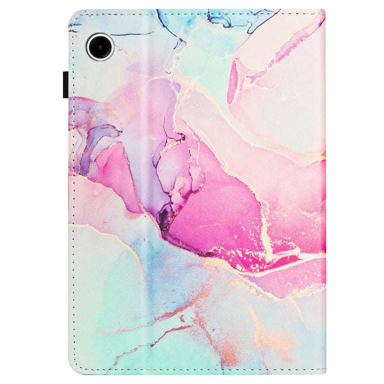 For Lenovo Tab M10 Plus 3rd Gen Marble Litchi Leather Smart Tablet Case(Pink)