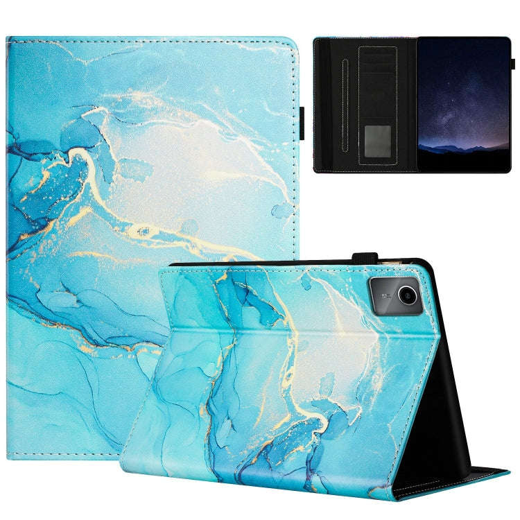 For Lenovo Tab M11/ Xiaoxin Pad 11 2024 Marble Litchi Leather Smart Tablet Case(Green)