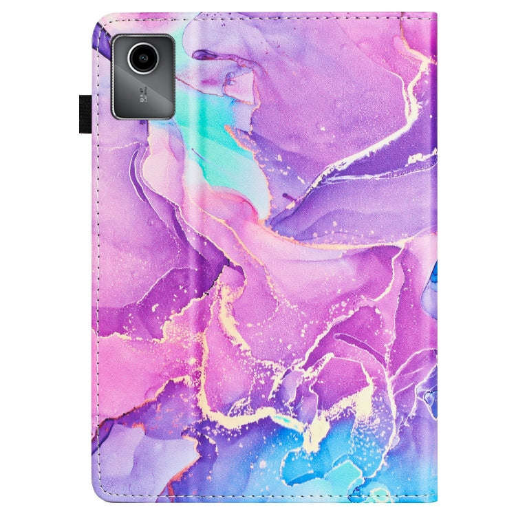 For Lenovo Tab M11/ Xiaoxin Pad 11 2024 Marble Litchi Leather Smart Tablet Case(Purple)