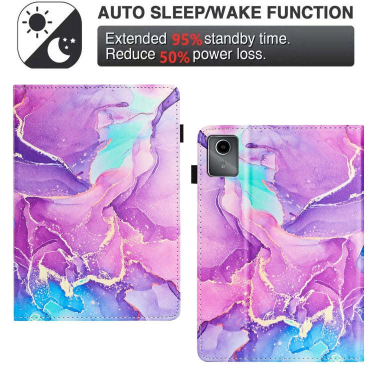 For Lenovo Tab M11/ Xiaoxin Pad 11 2024 Marble Litchi Leather Smart Tablet Case(Purple)