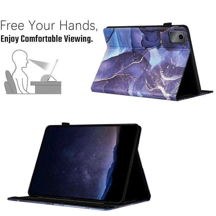 For Lenovo Tab M11/ Xiaoxin Pad 11 2024 Marble Litchi Leather Smart Tablet Case(Grey)