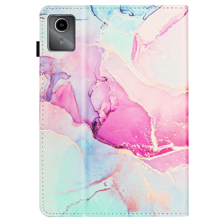 For Lenovo Tab M11/ Xiaoxin Pad 11 2024 Marble Litchi Leather Smart Tablet Case(Pink)