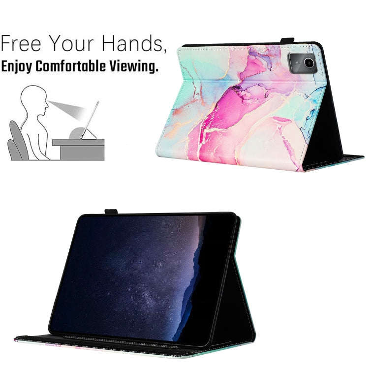 For Lenovo Tab M11/ Xiaoxin Pad 11 2024 Marble Litchi Leather Smart Tablet Case(Pink)